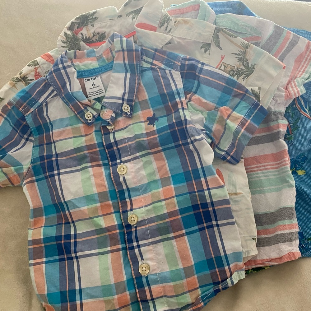 Boys Summer Button-Down Bundle (4-Pack) EUC 
6-12 mos